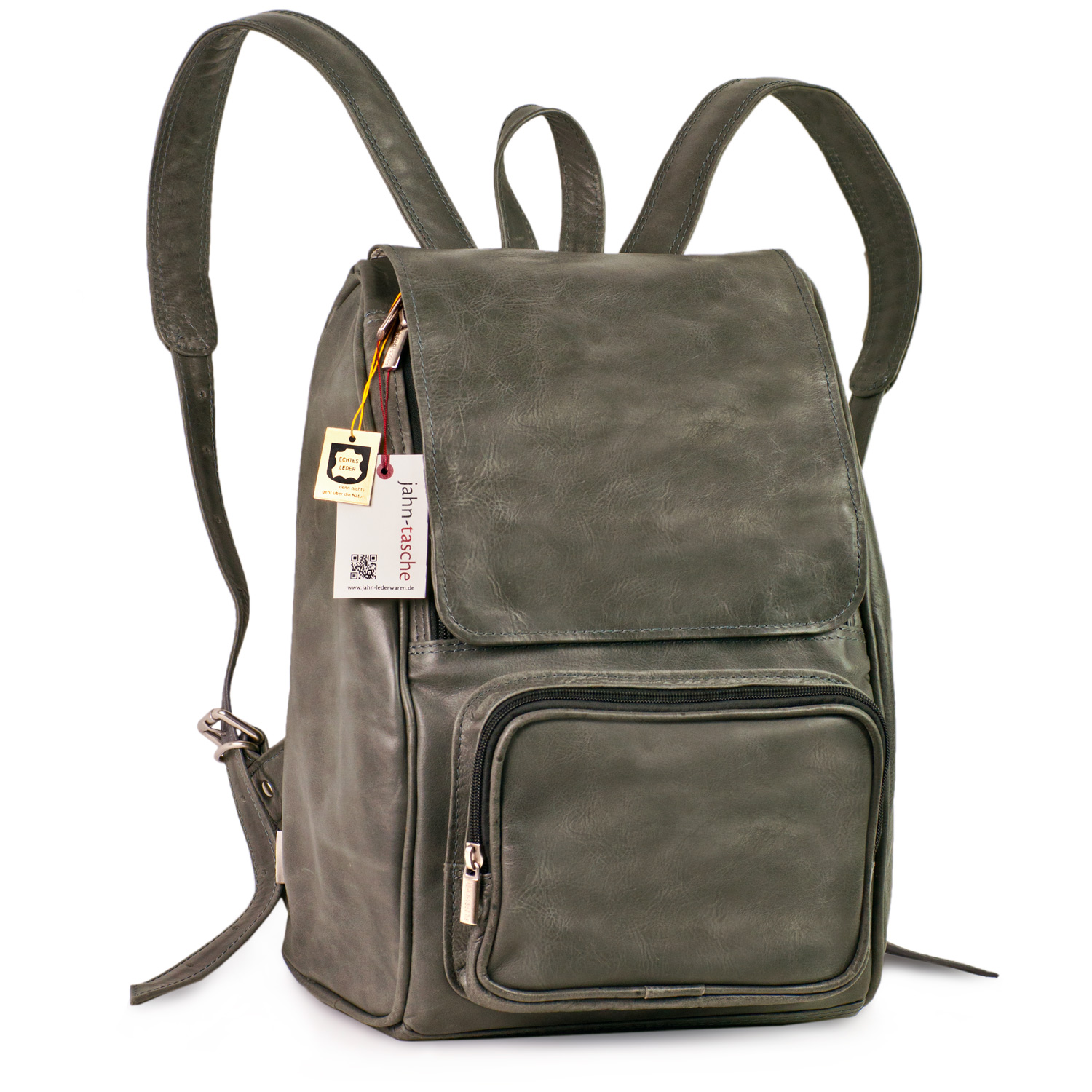 Lederrucksack grau