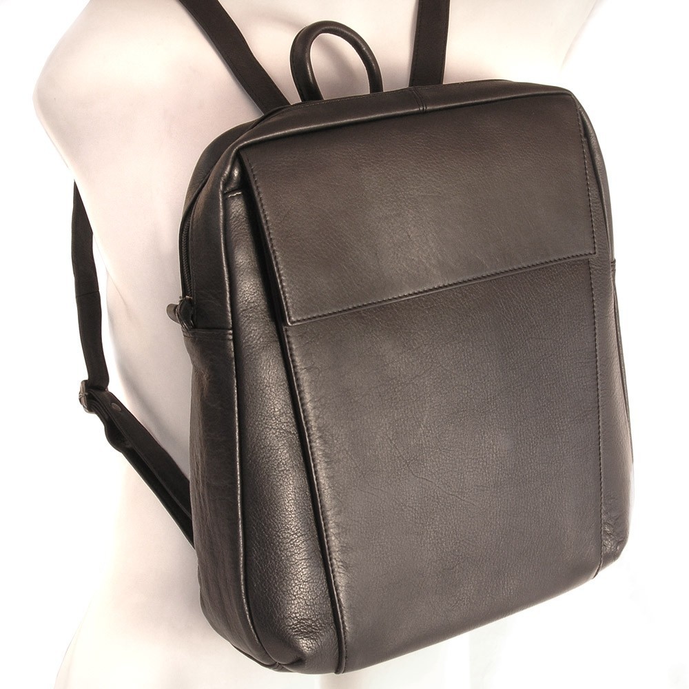 Eleganter LaptopRucksack Branco br171, Leder, Schwarz