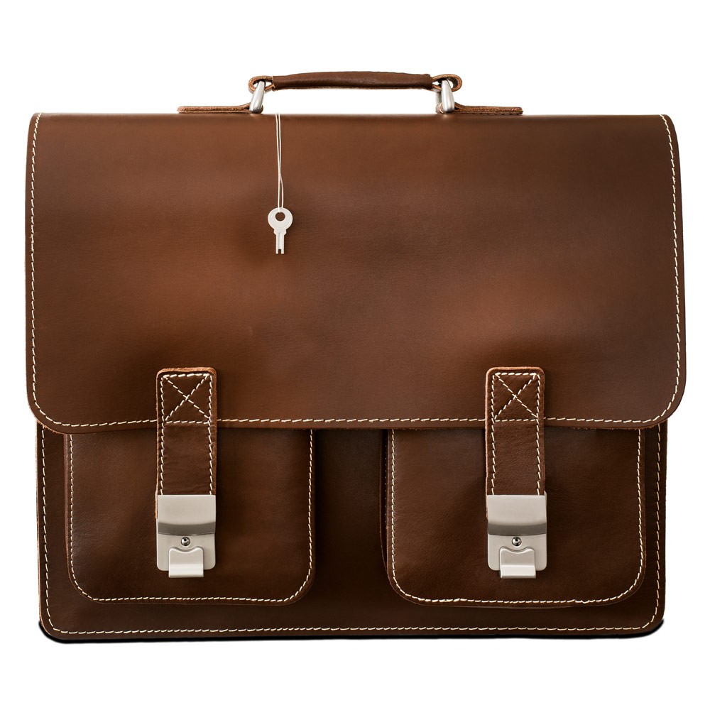 Hamosons – Large briefcase / teacher bag size XL made out of leather, brown, model 690 Teachers ...