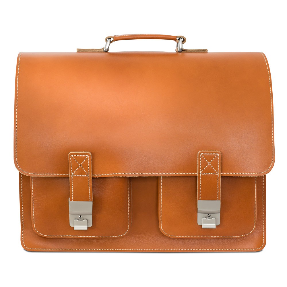 Hamosons – Large briefcase / teacher bag size XL made out of leather, cognac brown, model 690 ...