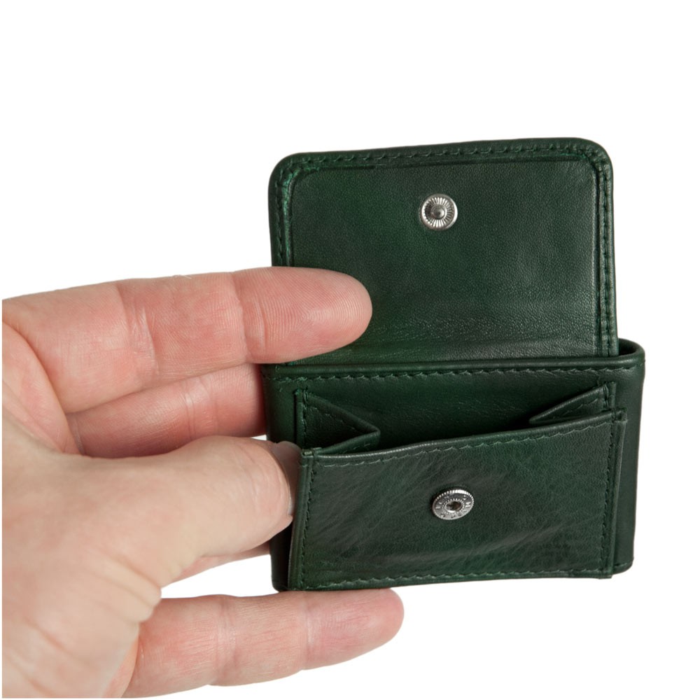 Branco – Very small wallet / coin purse size XS, made out of leather, hunter’s green, model 103 ...
